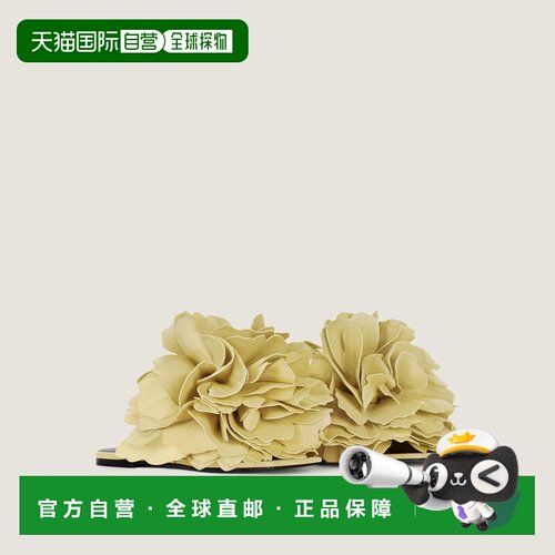 自营欧洲直邮Givenchy纪梵希 Boudoir女士浅黄色皮革玫瑰花瓣平底