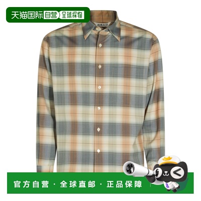 香港直邮AURALEE 男士 浅棕格纹羊毛衬衫 A26SS01LCLIGHTBROWNCHE