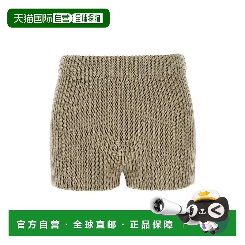 香港直邮MaxMara 麦斯玛拉 女士 Acceso 卡其色绿色弹力棉混纺短