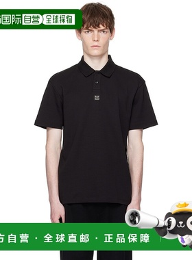 香港直邮HUGO 雨果 男士 黑色 Interlock-Cotton Stacked Logo Po