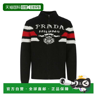 1h可退 香港直邮Prada 普拉达 男士 黑色羊绒针织开衫 UMG123S212
