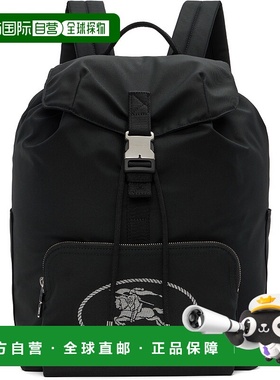 1h可退 香港直邮Burberry 巴宝莉 男士 黑色 Orkney Flap 双肩包