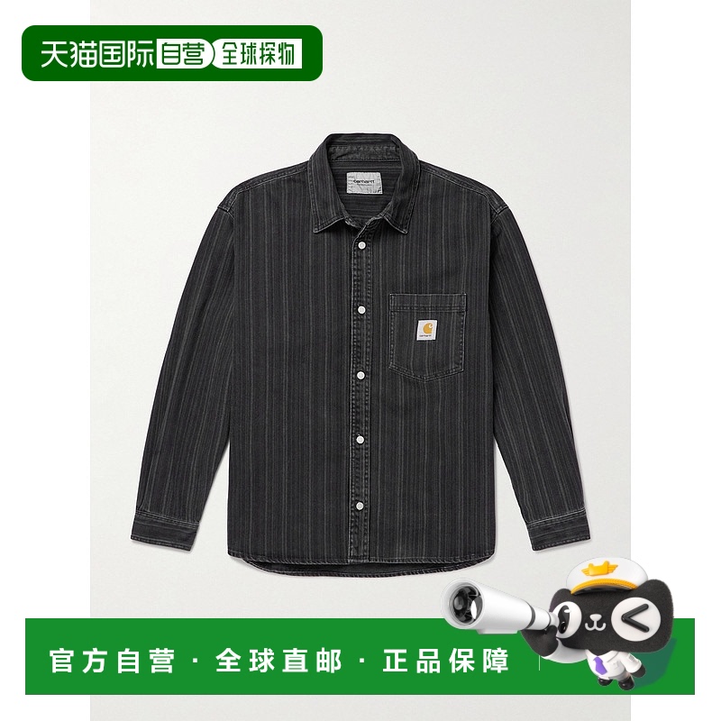 香港直邮CARHARTT WIP 男士 Rylan Logo-Appliqued 条纹牛仔衬衫