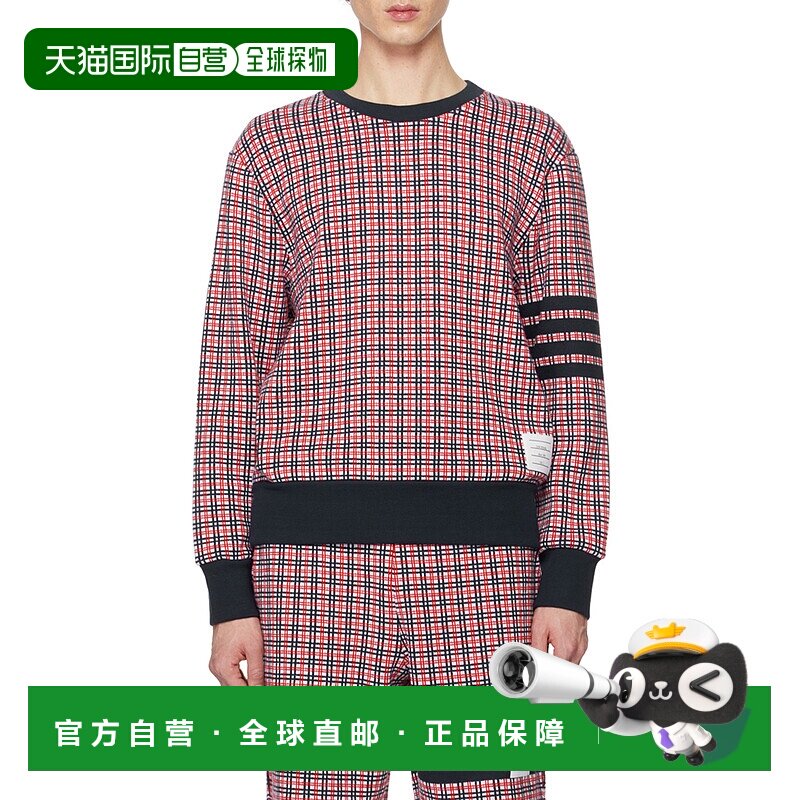 香港直邮Thom Browne 格纹提花四杠圆领卫衣 MJT421AJ0116
