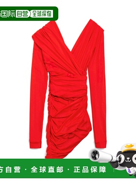 1h可退 香港直邮Balenciaga 巴黎世家 女士 垂褶连衣裙 814343TRV