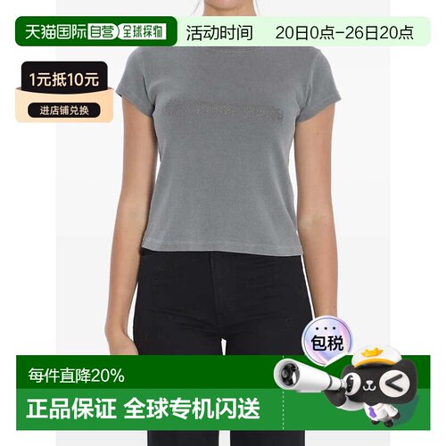 alexander wang亚历山大王字母印花圆领修身短款T恤 春夏女款 1CC