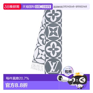 自营1h可退 欧洲直邮LV路易威登围巾24新款女士羊毛字母图案流苏