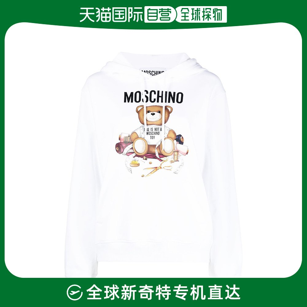 香港直邮Moschino女士白色棉质泰迪熊卫衣