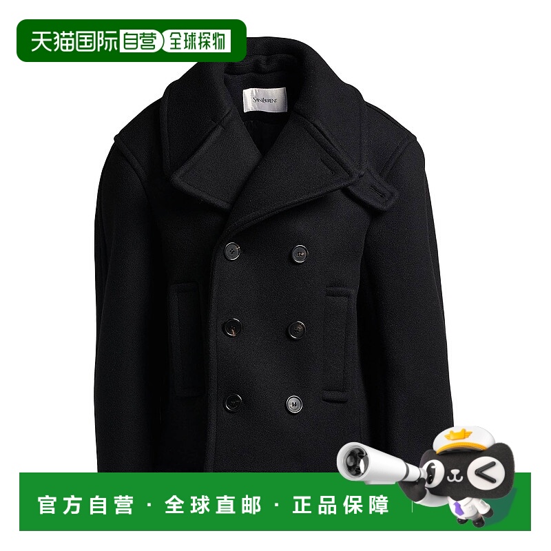 1h可退 香港直邮Saint Laurent 圣罗兰 女士 大衣 black黑色 舒适