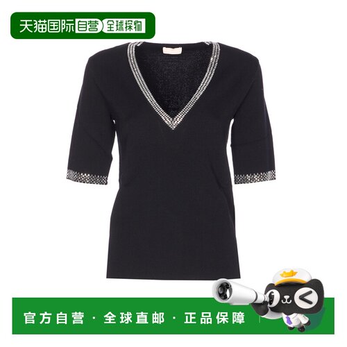 1h可退 香港直邮LIU JO 女士T恤 WA6222MS55N22222 SS2026 黑色 V
