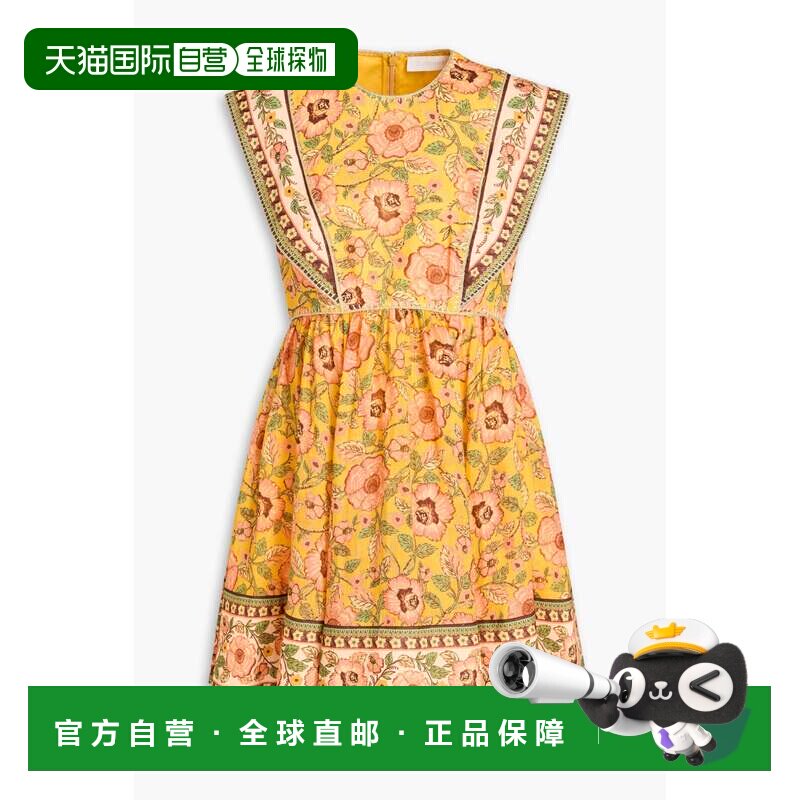 香港直邮ZIMMERMANN 女士 印花苎麻迷你连衣裙 8262DRS243YELLOWP