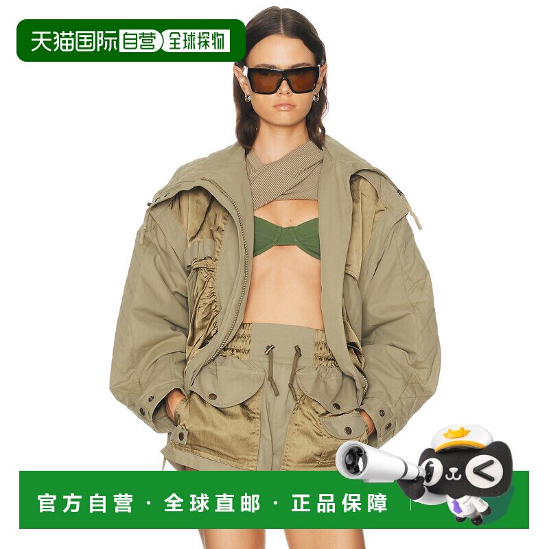 1h可退 美国直邮Balmain 巴尔曼 女士 Two 蝙蝠袖口袋斜纹布短夹