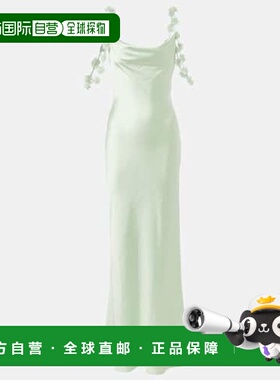 香港直邮Self-Portrait 女士 花朵装饰缎面礼服 green绿色 舒适时