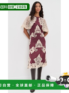 1h可退 香港直邮SEA 海洋 女士 Medina 蕾丝中长连衣裙 red红色