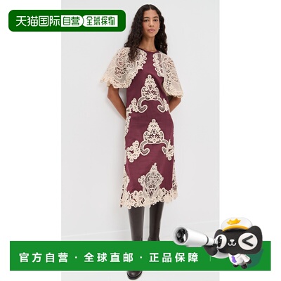 1h可退 香港直邮SEA 海洋 女士 Medina 蕾丝中长连衣裙 red红色