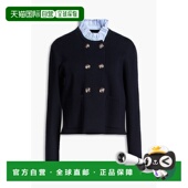 1h可退 SFPCA0 府绸边罗纹羊毛混纺针织开衫 香港直邮Sandro 女士