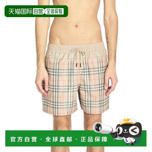 香港直邮Burberry 巴宝莉 男士 格紋抽繩泳褲 8121695