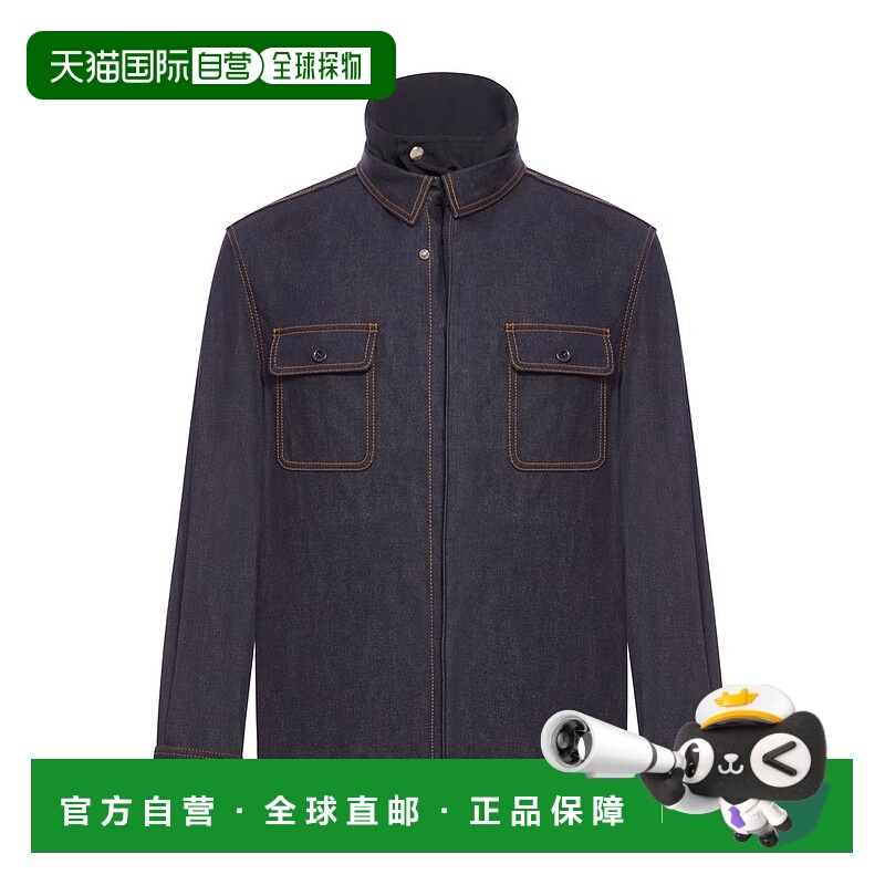1h可退 香港直邮Sacai 男士 層疊效果牛仔襯衫 2503754M493INDIGO