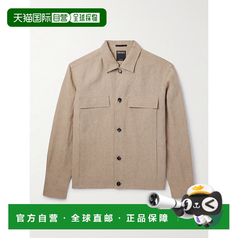 1h可退 香港直邮Zegna 杰尼亚 男士 亚麻衬衫式衬衫 UFV56A9SOT46