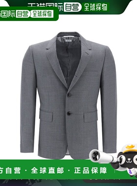 1h可退 香港直邮Thom Browne 汤姆 布朗 男士 灰色斜纹西装外套 M