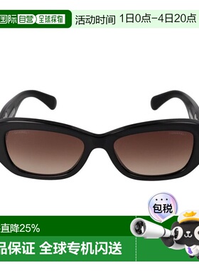 1h可退 香港直邮CHANEL香奈儿 侧面字母 不规则形 太阳眼镜  黑色