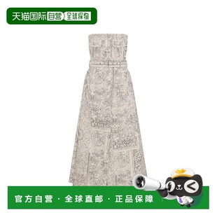 Barocco 1h可退 女士 迪奥 棉质亚麻喇叭中长连衣裙 香港直邮DIOR