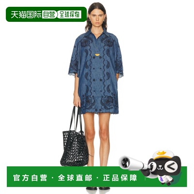 1h可退 香港直邮ZIMMERMANN 女士 紫菀刺绣牛仔迷你连衣裙 8359DS