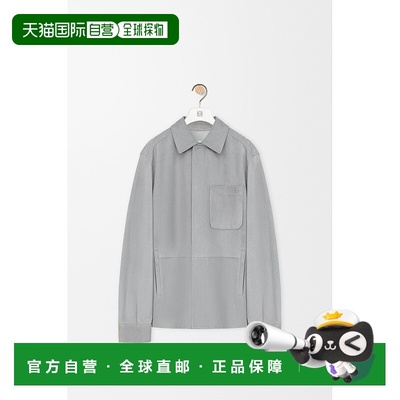 自营1h可退 欧洲直邮Loewe罗意威 男士浅灰色羔羊皮按扣开合夹克