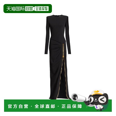香港直邮Balmain 巴尔曼 女士 长袖拉链紧身针织长款连衣裙 HF1RR