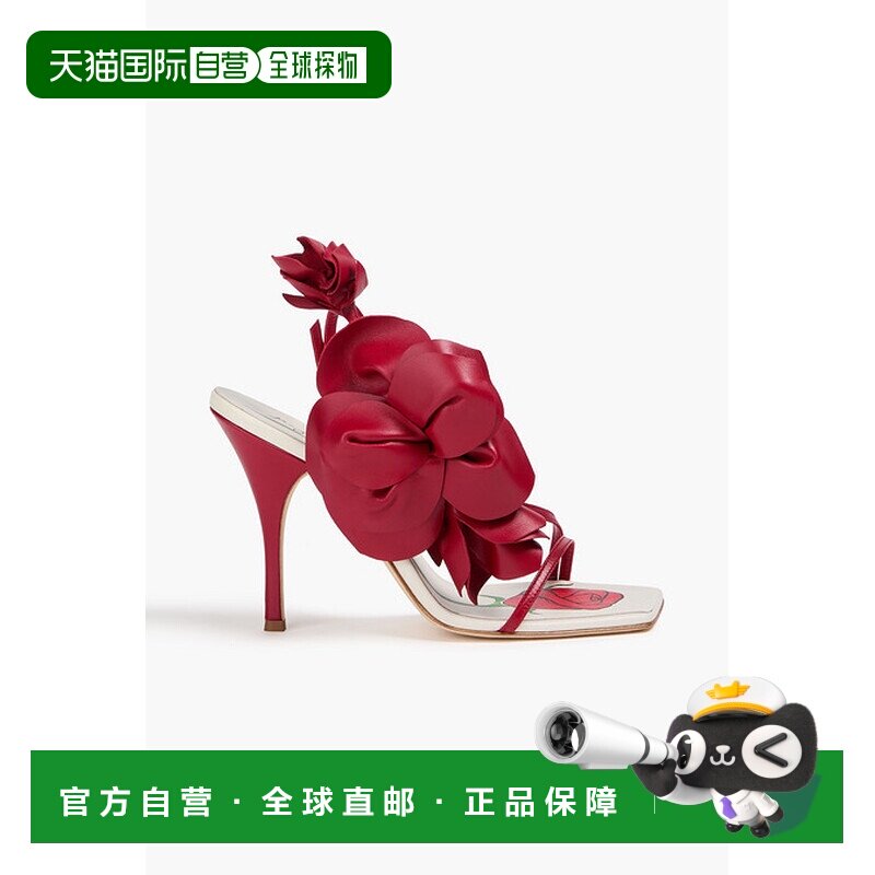 1h可退 香港直邮magda butrym 女士 花朵装饰皮质露跟凉鞋 PF24SA