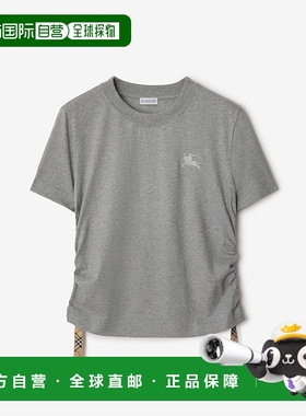 自营欧洲直邮Burberry博柏利 Festival系列女士浅麻灰色棉短袖马T