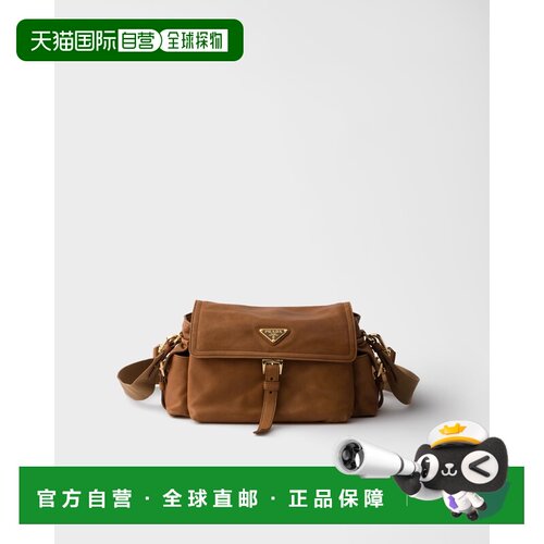 自营欧洲直邮PRADA普拉达 Explore女士焦糖色纳帕皮革多口袋单肩