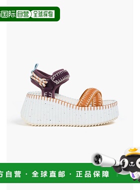 1h可退 香港直邮Chloe 蔻依 女士 Nama 刺绣绒面革防水台凉鞋 CHC