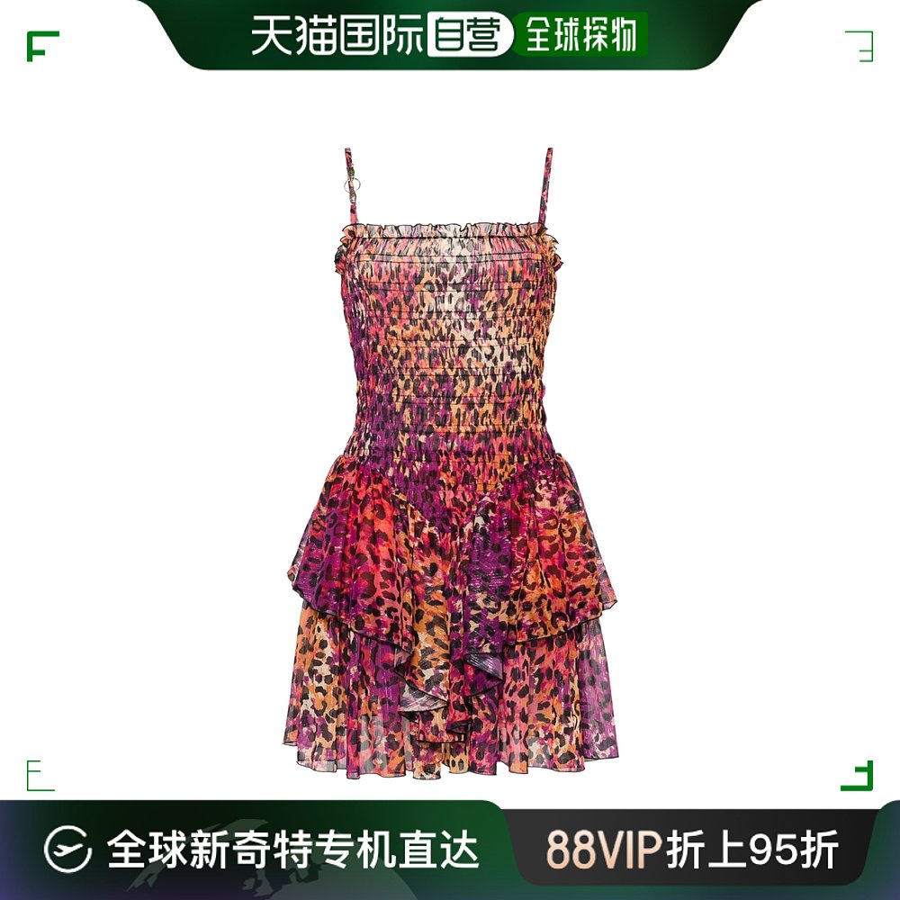 香港直邮Just Cavalli 分层式豹纹连衣裙 76PAO914NS377 女装/女士精品 连衣裙 原图主图