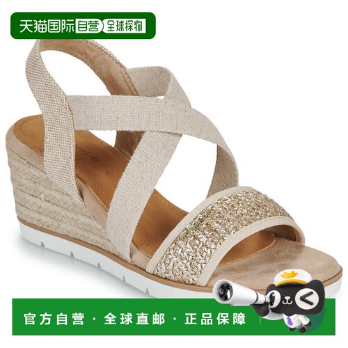 欧洲直邮Tom Tailor鞋子女凉鞋米色ISABEAU坡跟