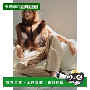 自营欧洲直邮Mango芒果 女士浅褐色直筒褶裥牛仔裤