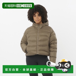 自营欧洲直邮SALOMON 褐色合成材料女士连帽羽绒服