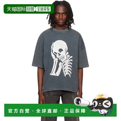 香港直邮Palm Angels 棕榈天使 男士 灰色 Skull Loose T恤 PMAA1