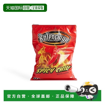 自营欧洲直邮Balenciaga巴黎世家 Chips男士红色小牛皮薯片图案手