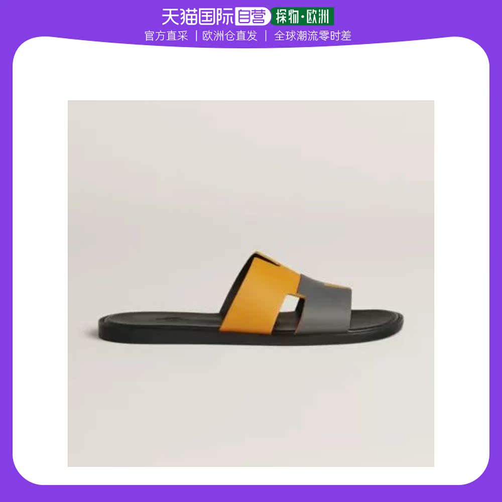欧洲直邮Hermes爱马仕lzmir男士拖鞋拼色牛皮简约H172460Z H8X