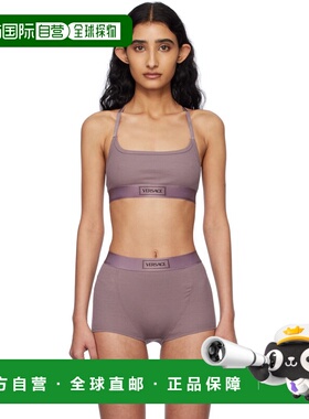 1h可退 香港直邮versace 范思哲 女士 紫色 90s Vintage Logo Rib