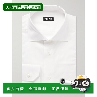 1h可退 美国直邮zegna 杰尼亚 男士 剪口领棉质斜纹布衬衫 904001