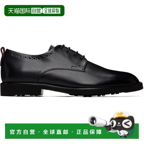 1h可退 香港直邮Hugo 雨果 男士 HUGO 黑色 Leather Brogue Detai