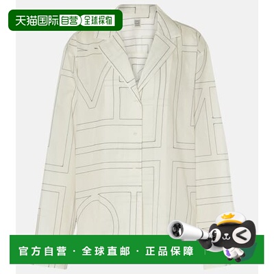 1h可退 香港直邮TOTÊME 女士 交织图案棉混纺衬衫 white白色 舒适