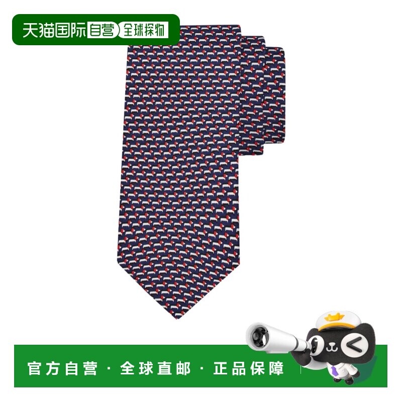 香港直邮Salvatore Ferragamo 腊肠犬印花真丝领带 351311
