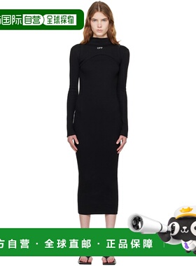 香港直邮off-white 女士 黑色 OFF Stamp Rib Round 连衣裙 2DB49