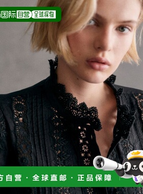 自营Sezane 女士黑色棉衬衫新款