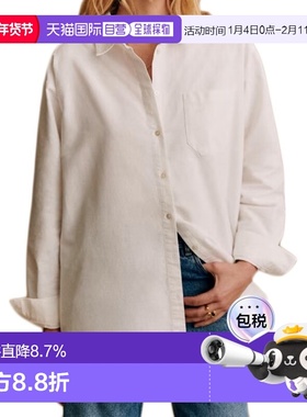 自营欧洲直邮Sezane 23新款 女士白色MAX有机棉单排扣宽松长袖衬