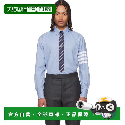 香港直邮Thom Browne 汤姆 布朗 男士 蓝色 Flannel 4-Bar 衬衫 M