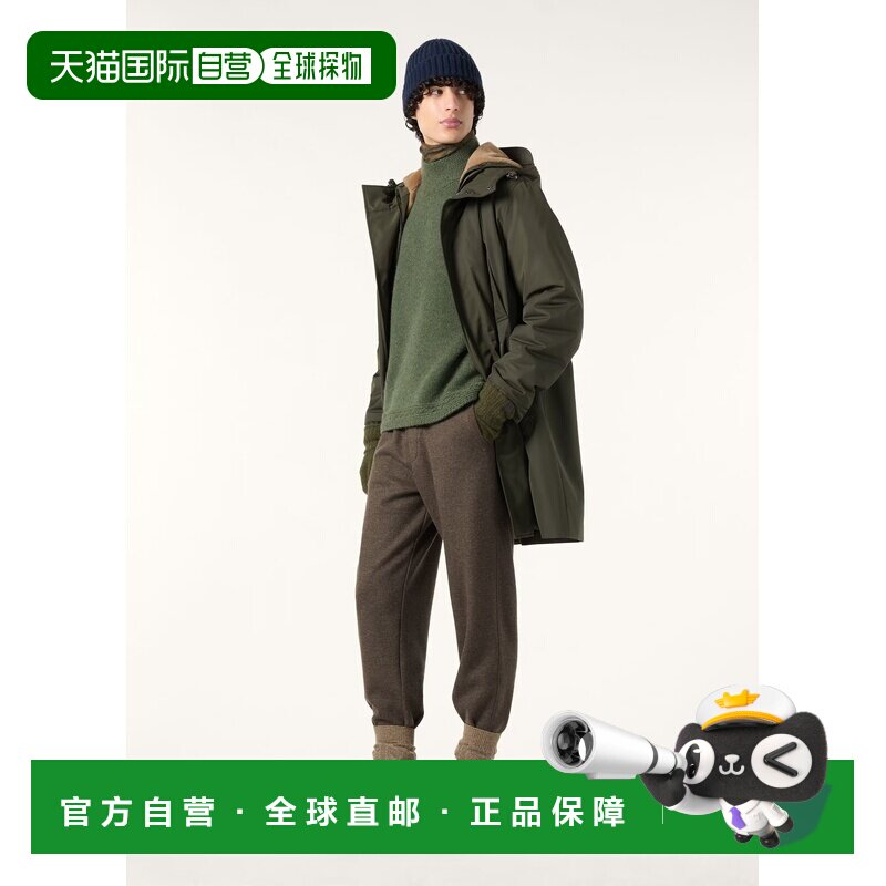 自营欧洲直邮Loro Piana 男士绿色羊绒毛衣长袖高领